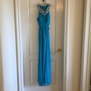 Sky Blue Embellished Prom Dress